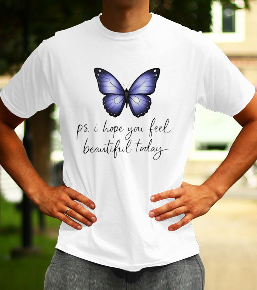 Charlotte Flair P.S. I Hope You Feel Beautiful Today Blue Butterfly T-Shirt