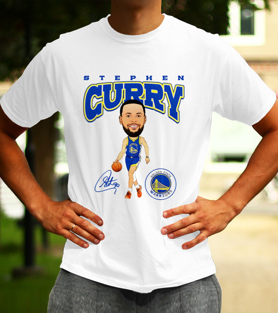 Stephen Curry Golden State Warriors Hardwood Comic Player Signature T-Shirt