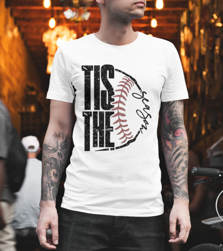 Tis The Season Baseball Stitch Spiral T-Shirt