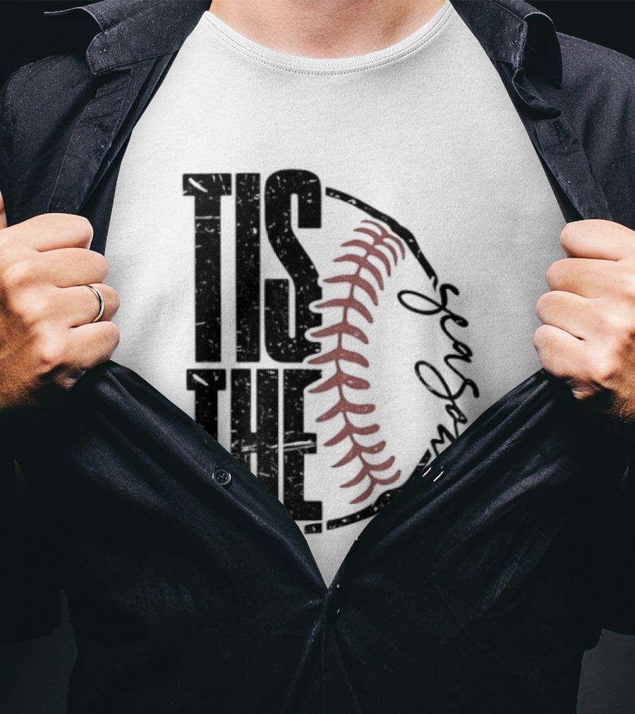 Tis The Season Baseball Stitch Spiral T-Shirt