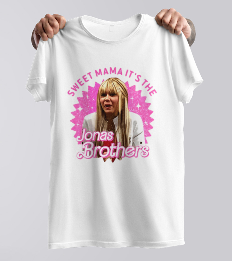 Sweet Mama It's The Jonas Brothers Blond Character Pink Sparkle T-Shirt