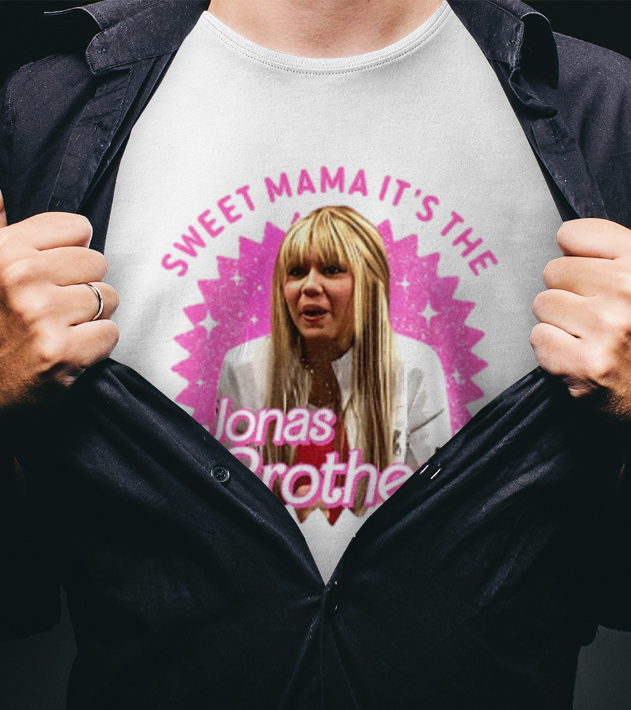 Sweet Mama It's The Jonas Brothers Blond Character Pink Sparkle T-Shirt