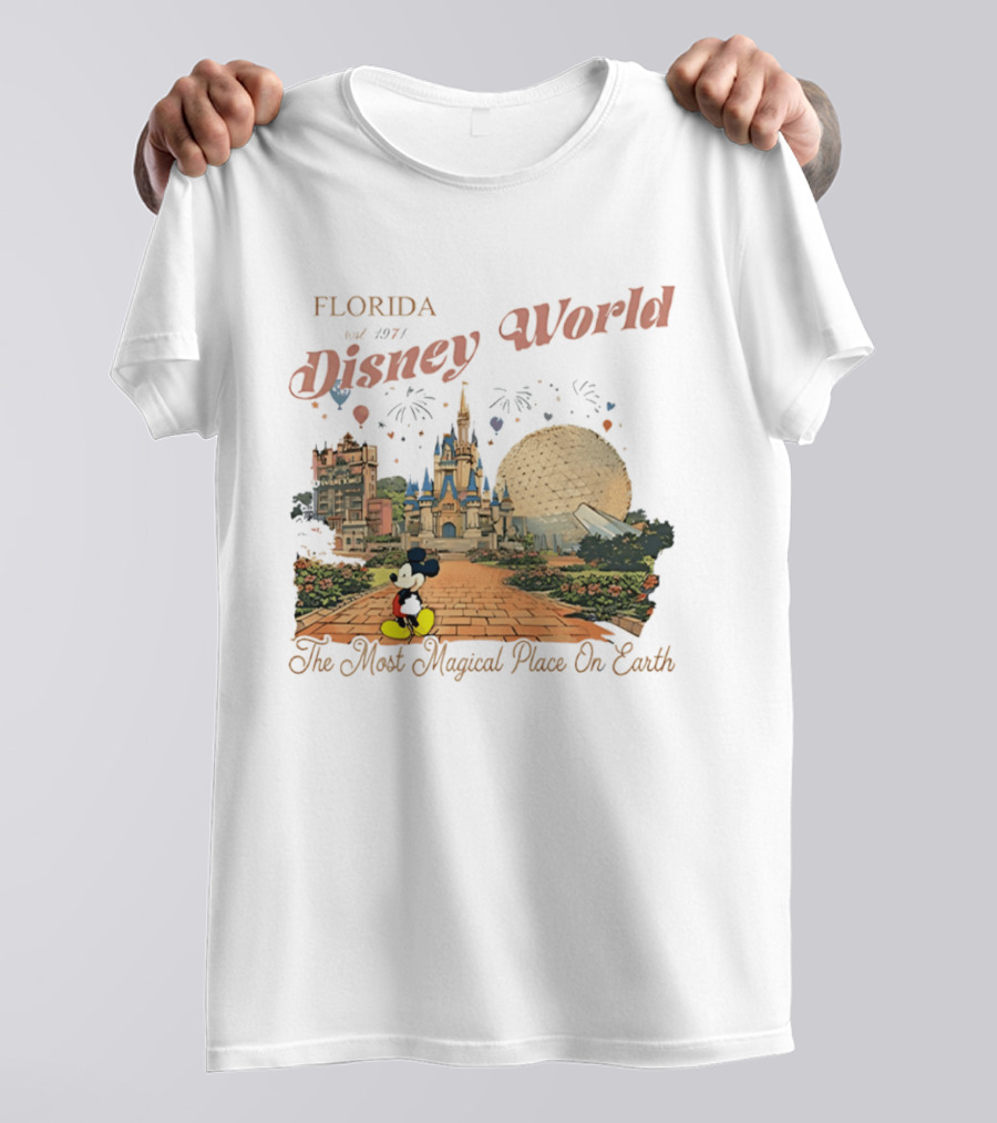 Florida Disney World Est 1971 The Most Magical Place On Earth Mickey Mouse Castle Spaceship Earth T-Shirt