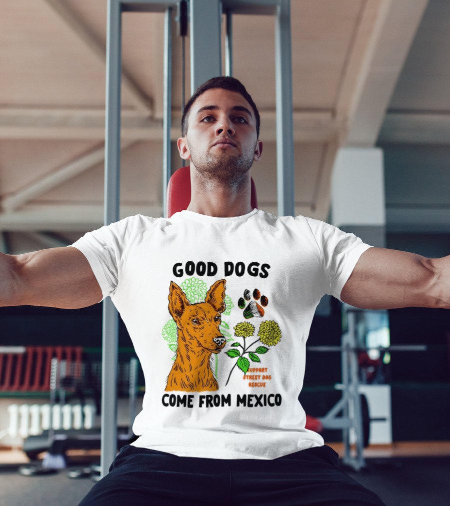 Good Dogs Come From Mexico Support Street Dog Rescue With Dog And Flower T-Shirt