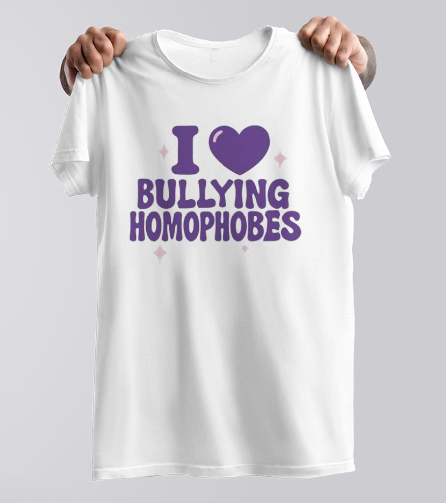 I Love Bullying Homophobes Heart Design With Sparkles T-Shirt