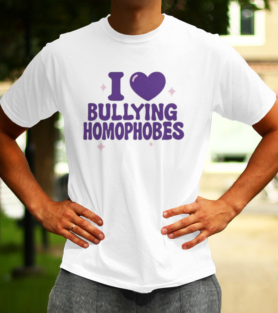 I Love Bullying Homophobes Heart Design With Sparkles T-Shirt