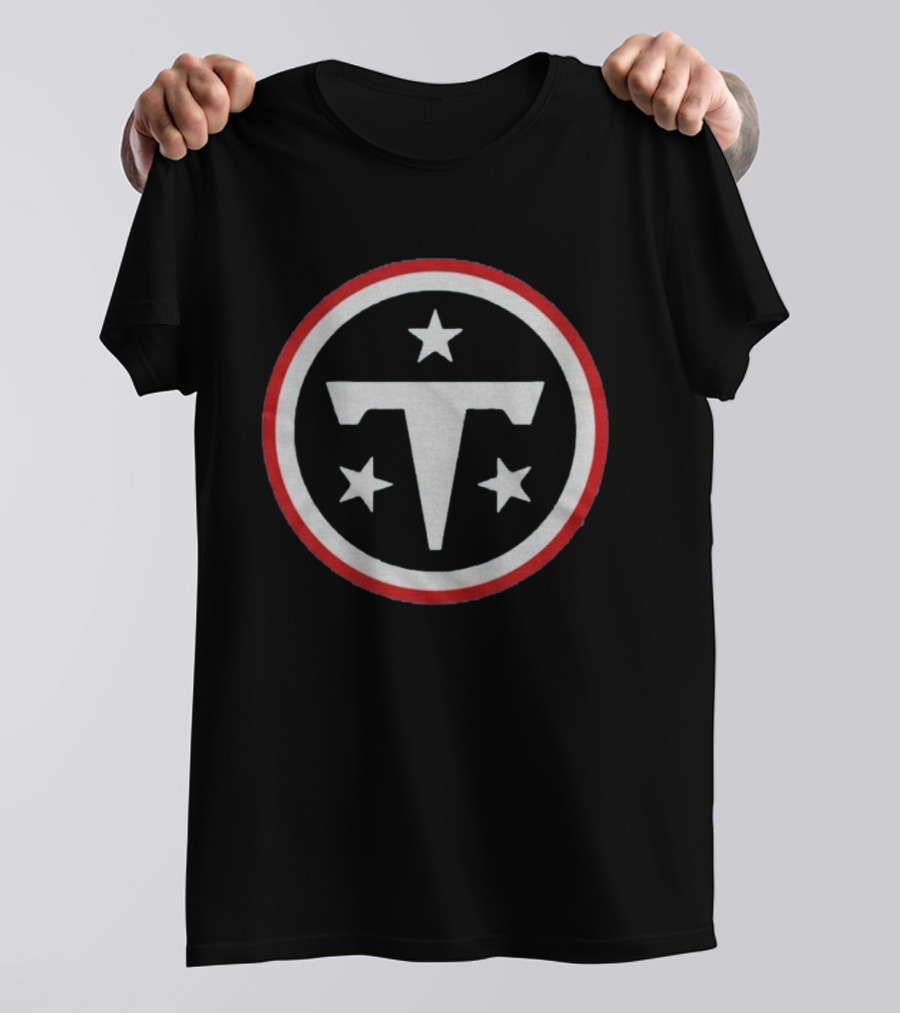 Tennessee Titans 2026 Logo Three Stars Circle Red Trim T-Shirt