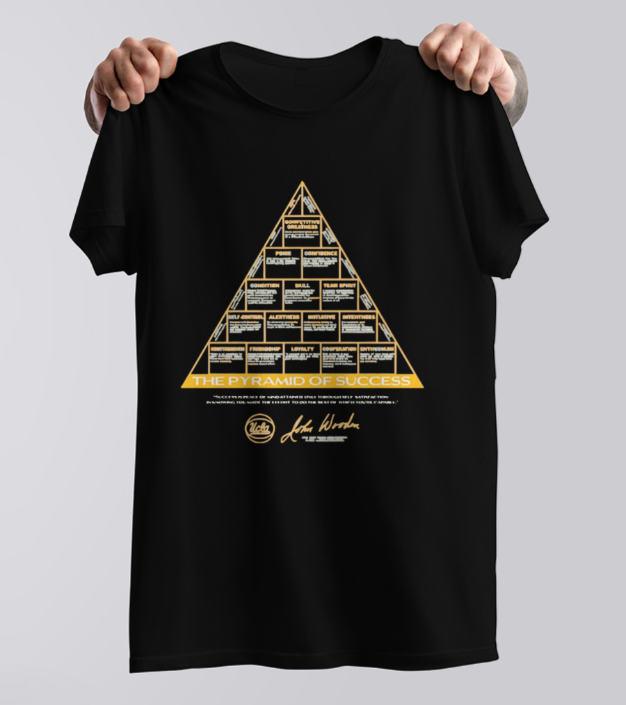 UCLA John Wooden The Pyramid Of Success Team Spirit Poise Confidence Loyalty Cooperation Initiative T-Shirt