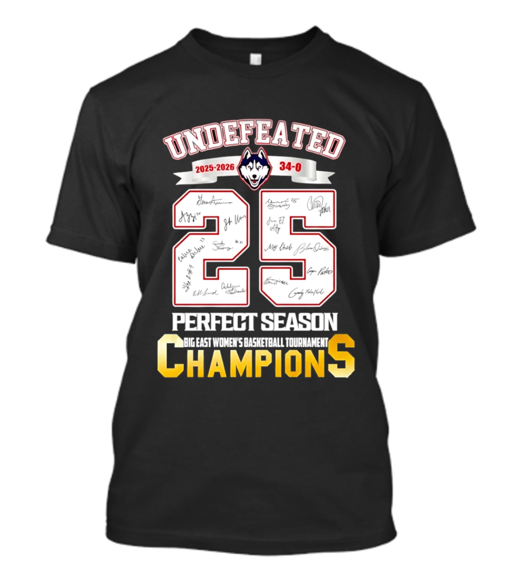 Undefeated Uconn Huskies 2025 2026 Perfect Season 34 0 Champions T-Shirt