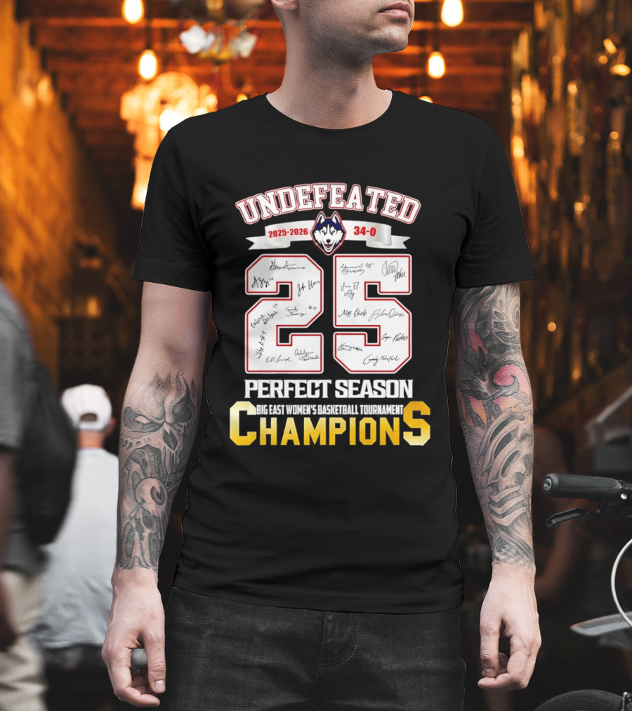 Undefeated Uconn Huskies 2025 2026 Perfect Season 34 0 Champions T-Shirt