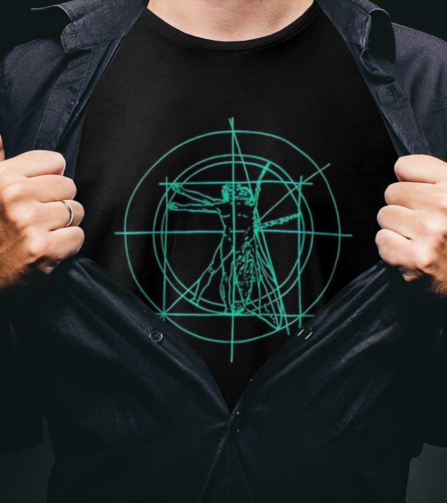 Vitruvian Brundlefly Sketch Fusion T-Shirt