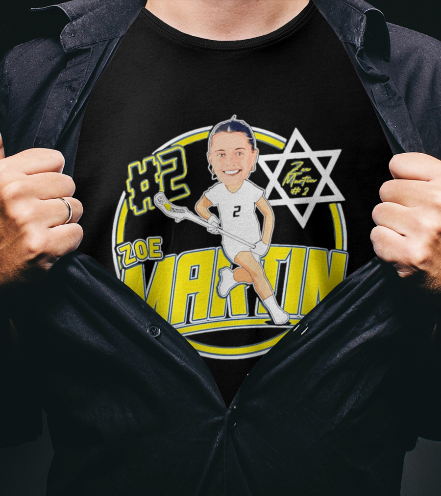 Zoe Martin #2 Lacrosse Caricature Michigan 2026 T-Shirt