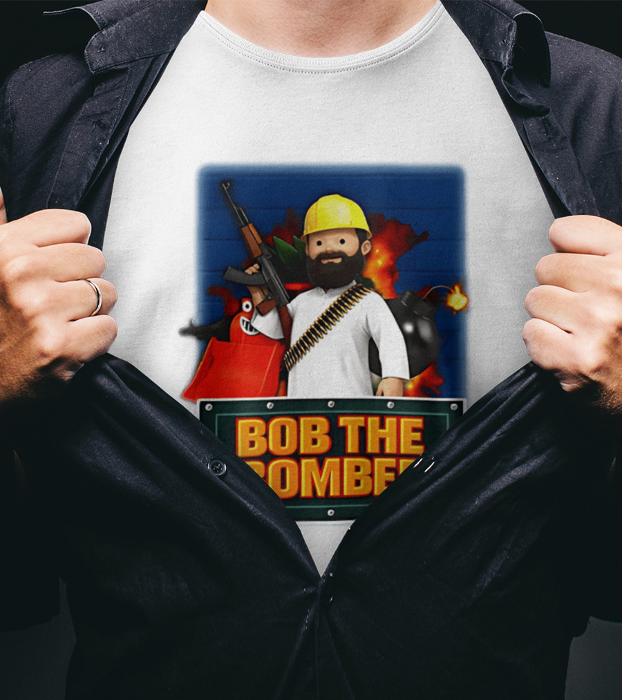 Bob The Bomber Cartoon Character With Gun And Explosives T-Shirt