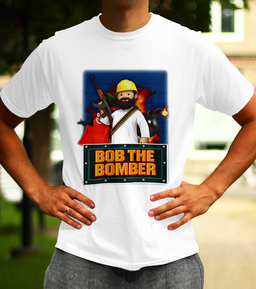 Bob The Bomber Cartoon Character With Gun And Explosives T-Shirt