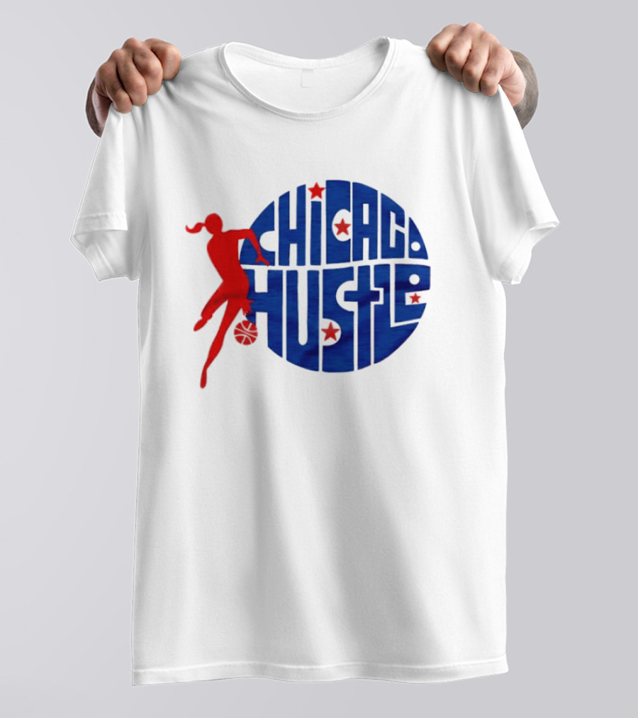 Chicago Hustle WPBL Basketball Red Player Blue Circle T-Shirt