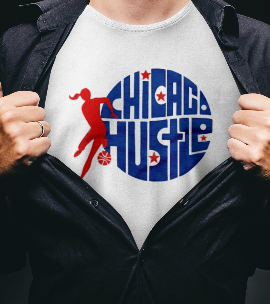 Chicago Hustle WPBL Basketball Red Player Blue Circle T-Shirt