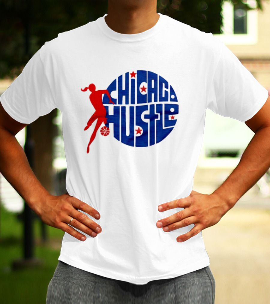 Chicago Hustle WPBL Basketball Red Player Blue Circle T-Shirt