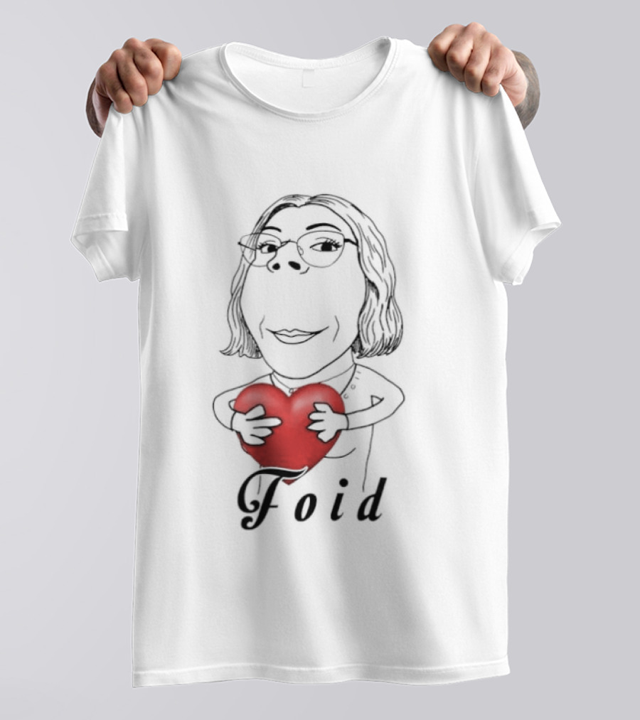 Foid Girl Hugs Heart Sketch Lovable Red Heart Embrace T-Shirt