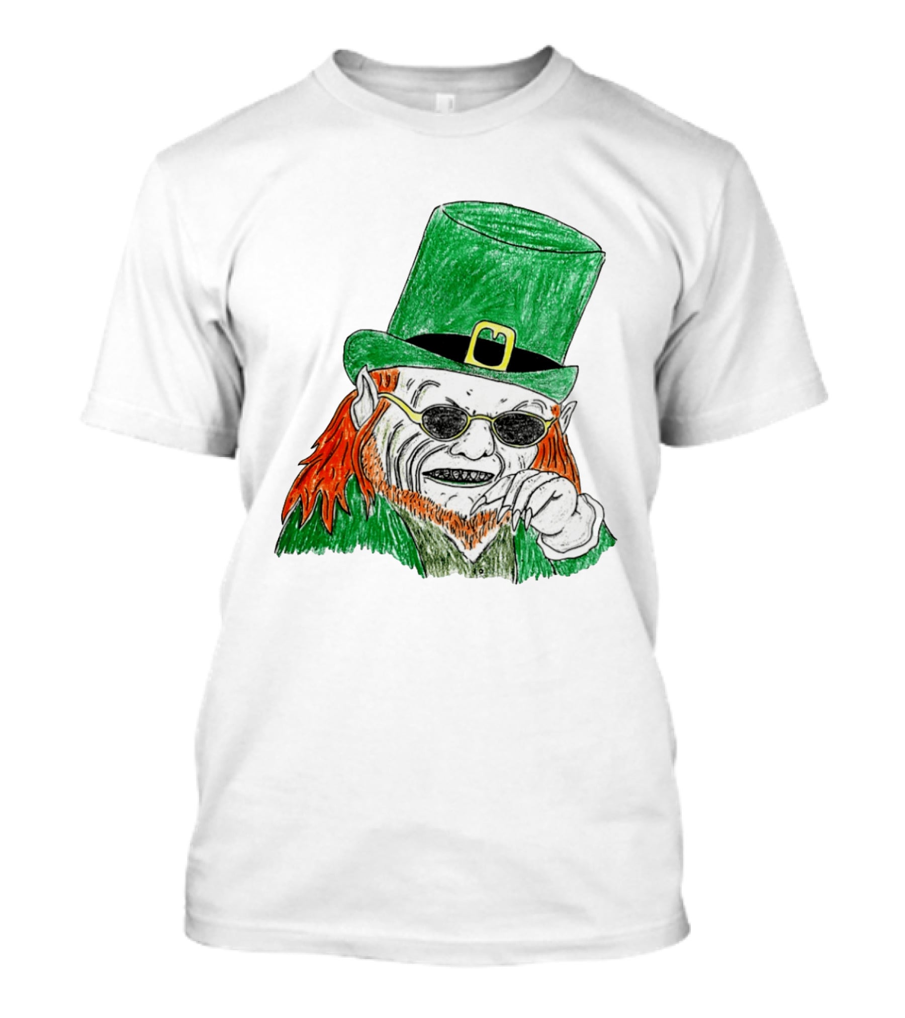 Leprechaun In The Hood Green Hat Sunglasses Red Hair T-Shirt