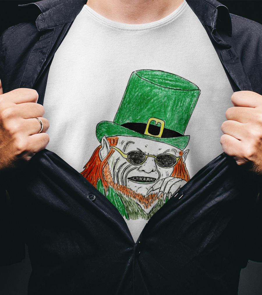 Leprechaun In The Hood Green Hat Sunglasses Red Hair T-Shirt