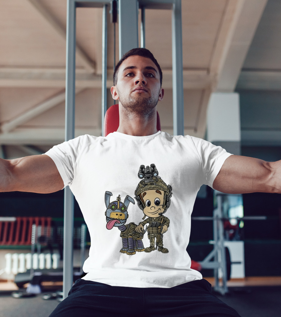 Tactical Cartoon Characters Jimmy And Goddard In Military Gear T-Shirt