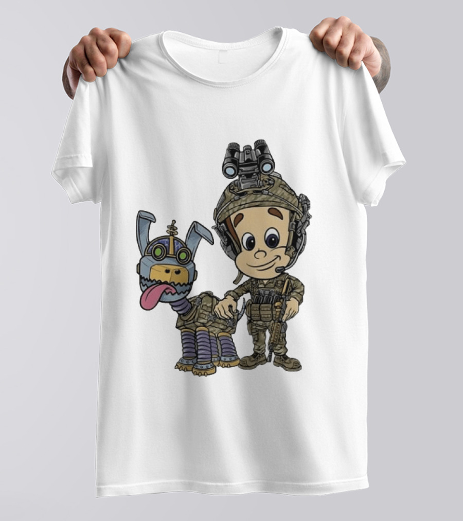 Tactical Cartoon Characters Jimmy And Goddard In Military Gear T-Shirt