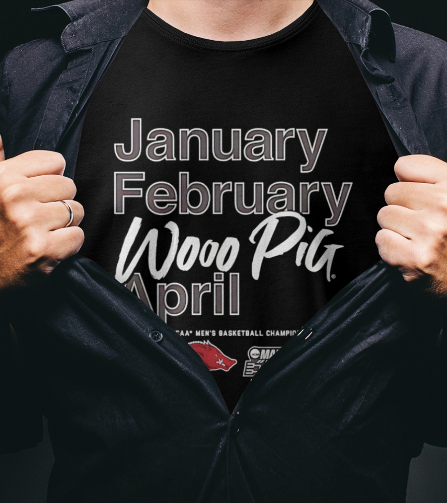 Arkansas Razorbacks 2026 NCAA March Madness Wooo Pig Basketball Championship T-Shirt