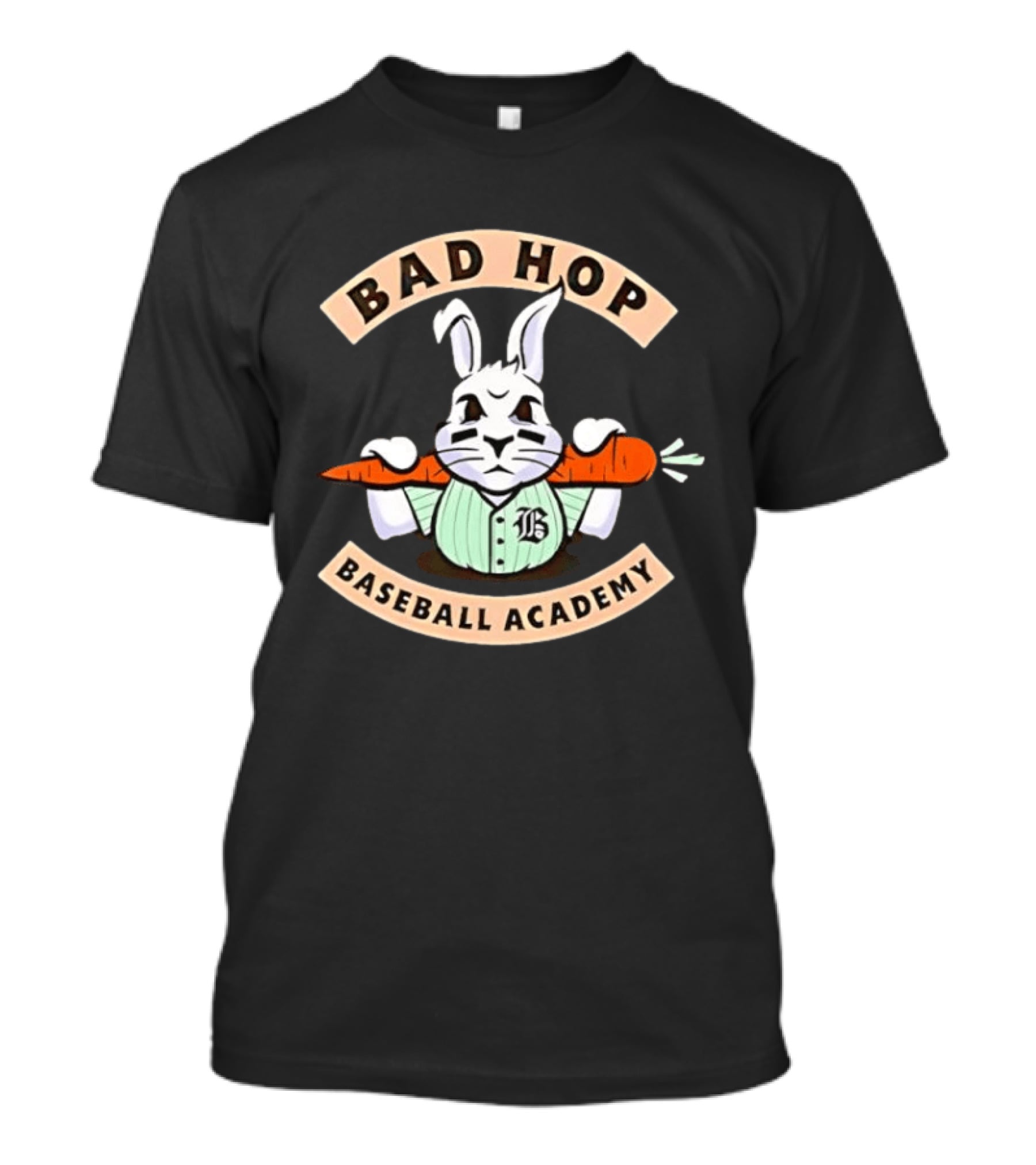 Bad Hop Baseball Academy Angry Bunny Carrot Player T-Shirt