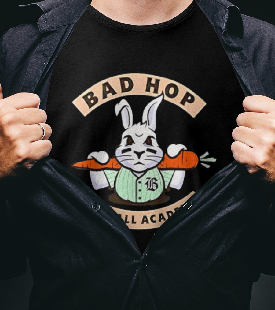 Bad Hop Baseball Academy Angry Bunny Carrot Player T-Shirt