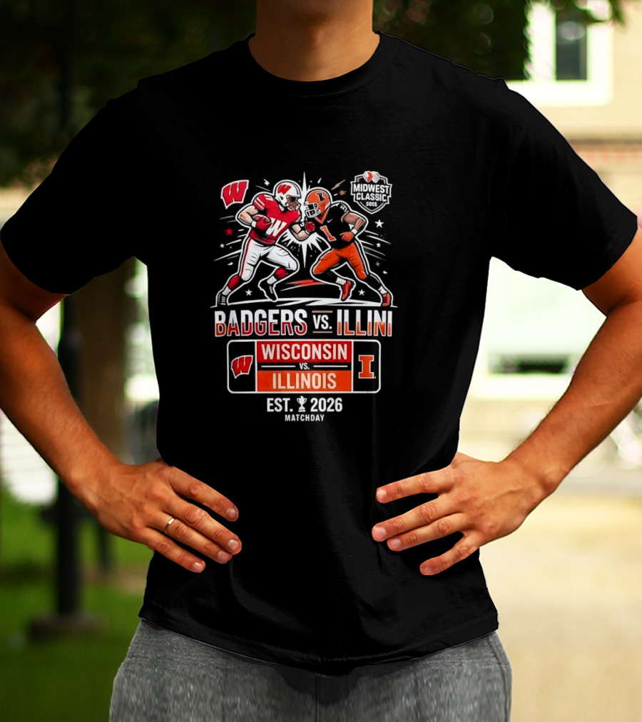 Badgers Vs Illini Wisconsin Vs Illinois Midwest Classic Est 2026 T-Shirt