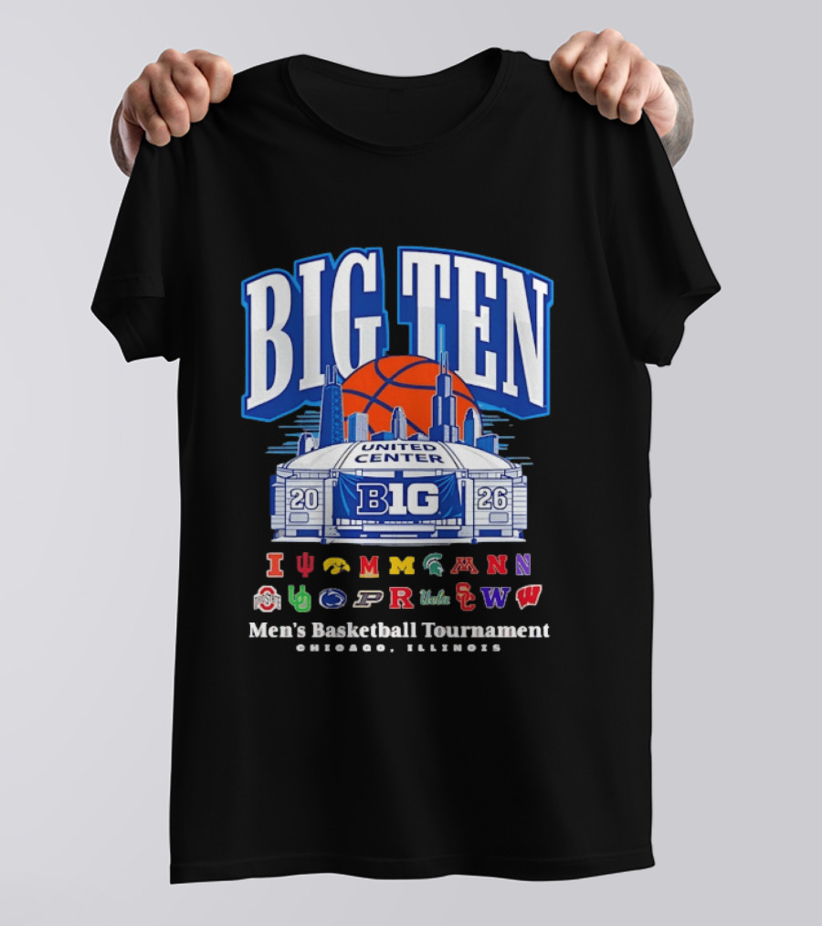 Big Ten 2026 United Center Men's Basketball Tournament Chicago Illinois T-Shirt