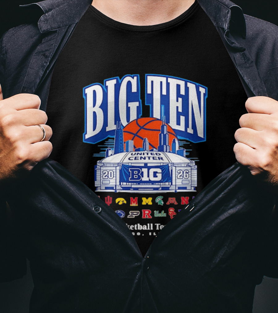 Big Ten 2026 United Center Men's Basketball Tournament Chicago Illinois T-Shirt