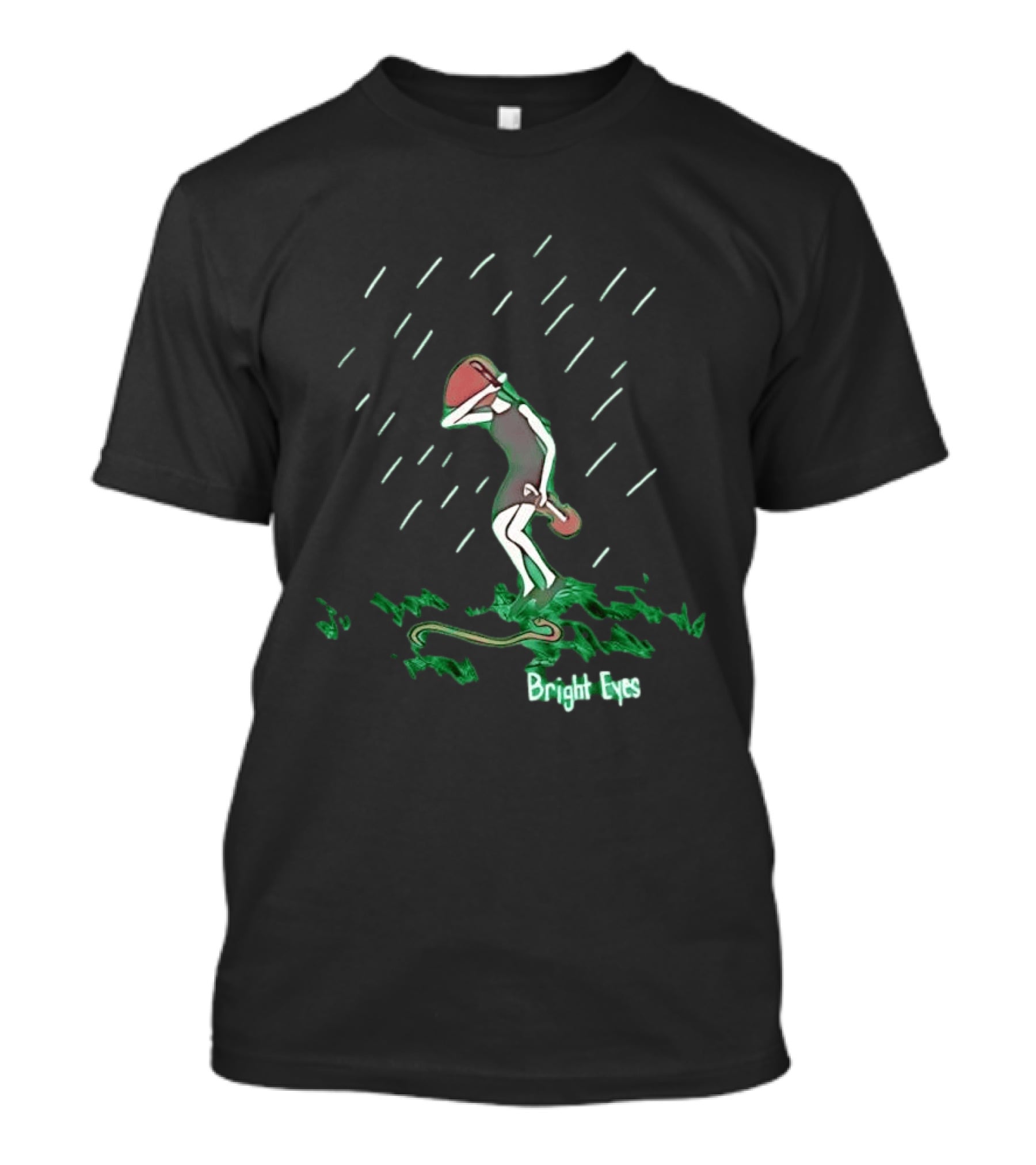 Bright Eyes Rainy Figure And Guitar T-Shirt