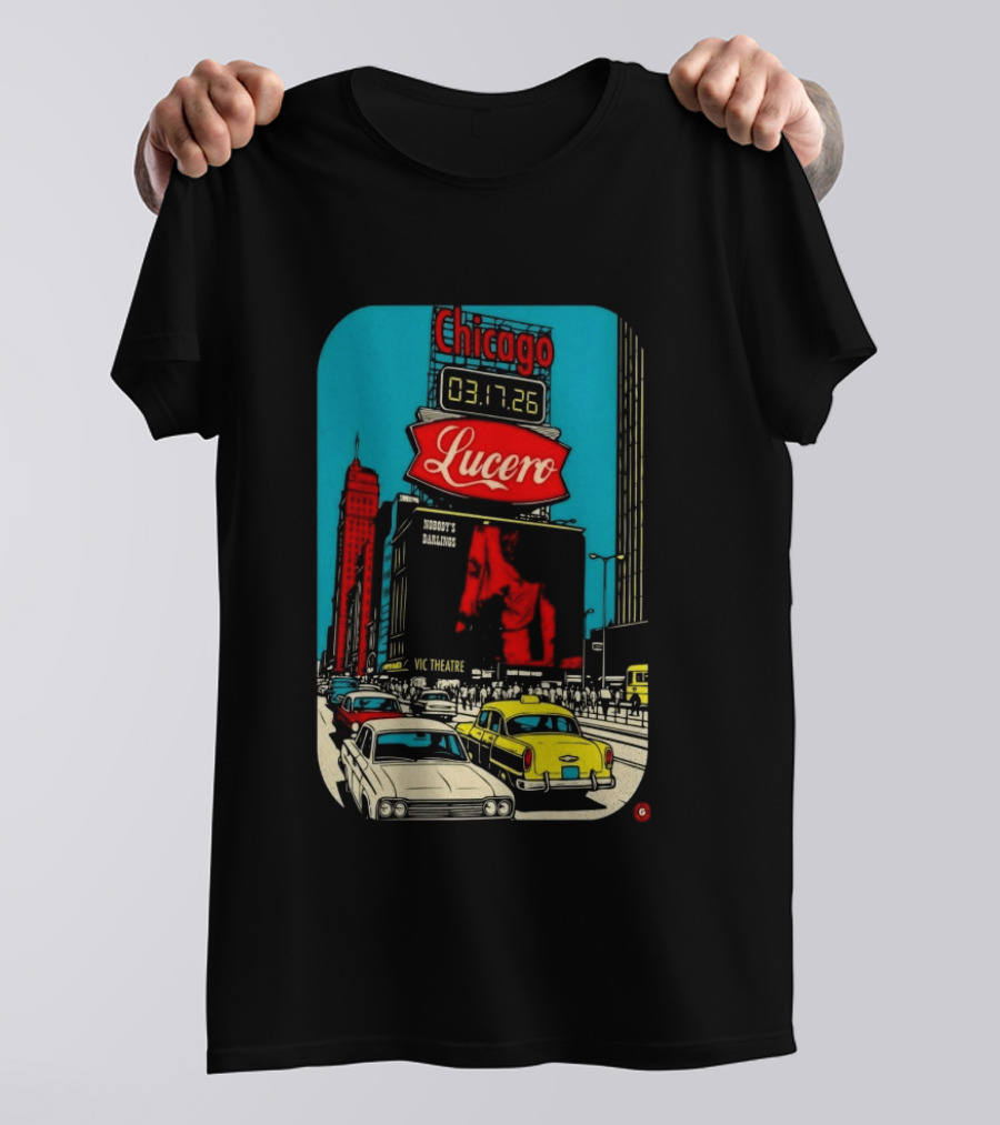Chicago Lucero Vic Theatre March 17 2026 Concert Retro City Streetscape Scene T-Shirt