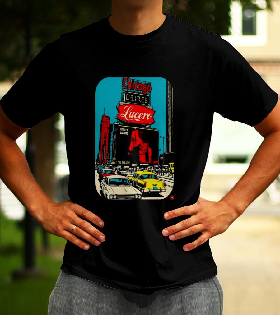 Chicago Lucero Vic Theatre March 17 2026 Concert Retro City Streetscape Scene T-Shirt