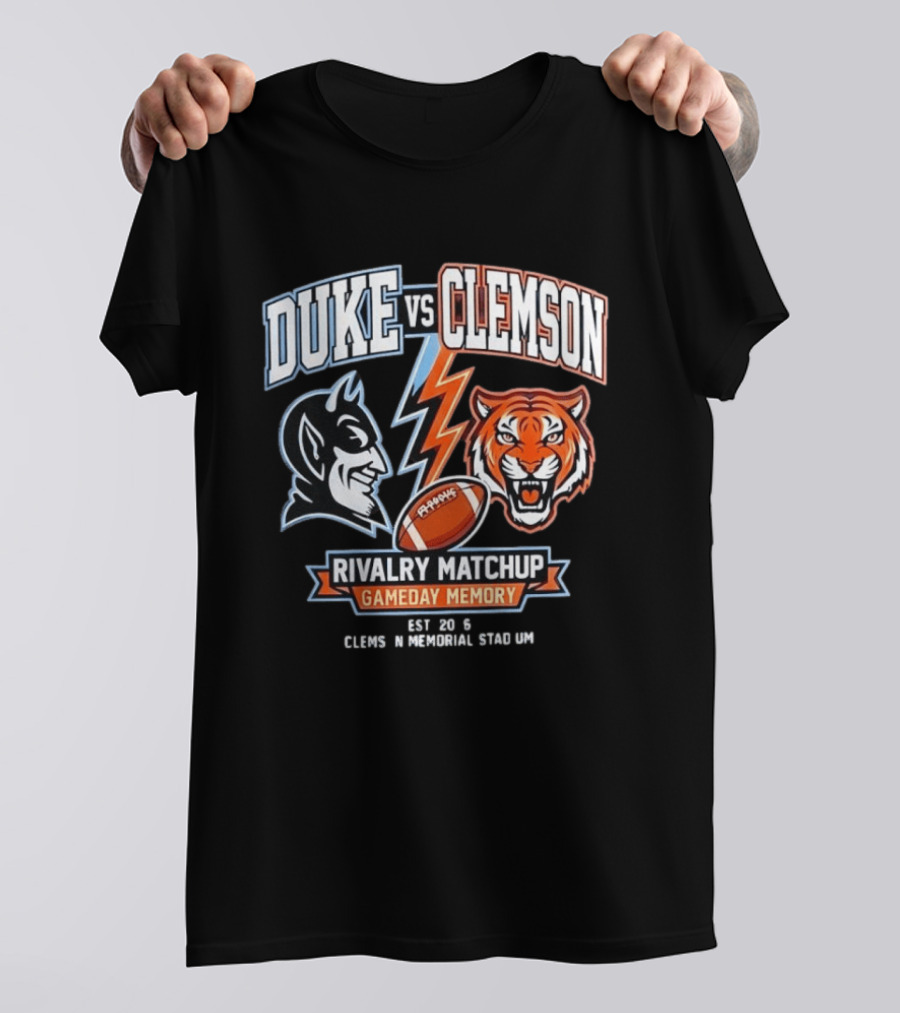 Duke Vs Clemson Rivalry Matchup Gameday Memory 2026 Classes Memorial Stadium T-Shirt