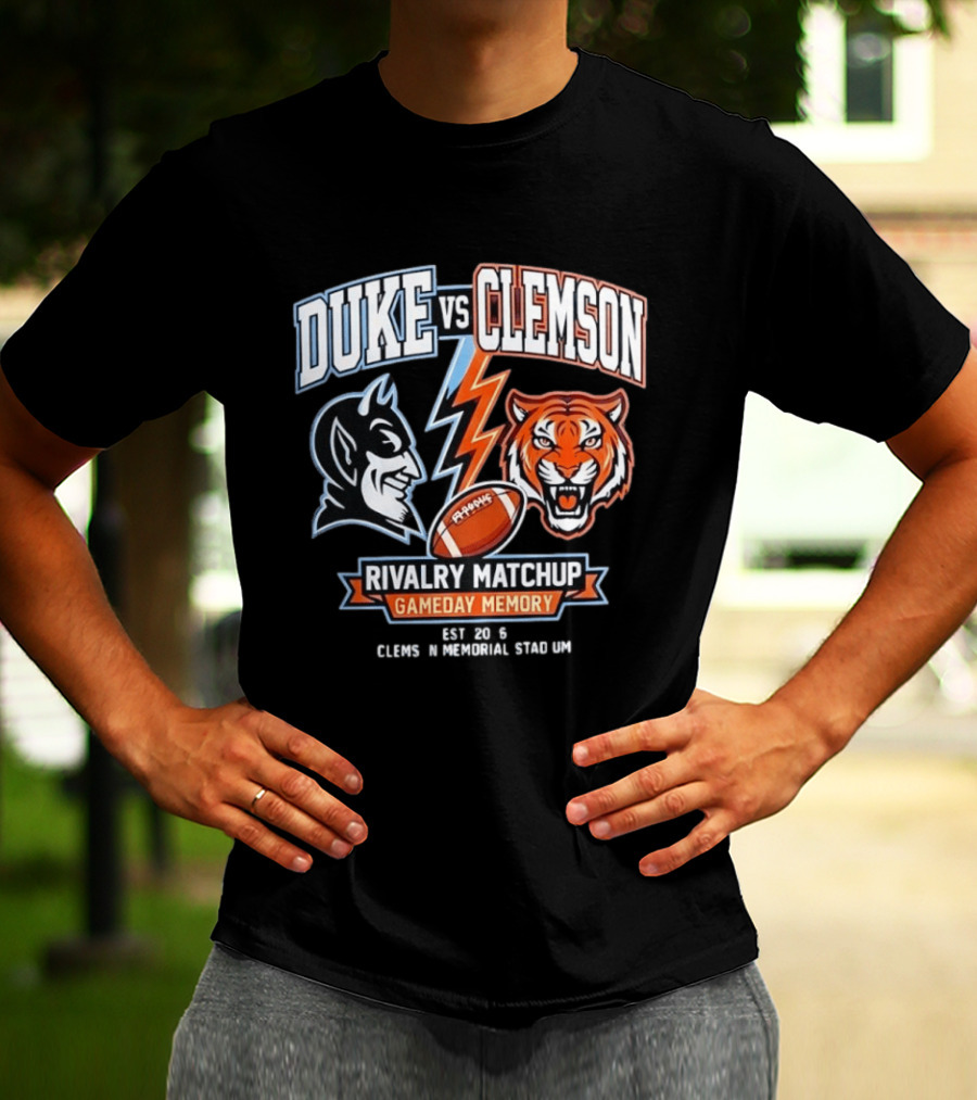 Duke Vs Clemson Rivalry Matchup Gameday Memory 2026 Classes Memorial Stadium T-Shirt