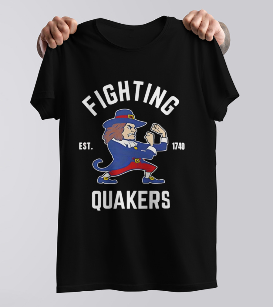 Fighting Quakers Est 1740 Vintage Mascot Image T-Shirt