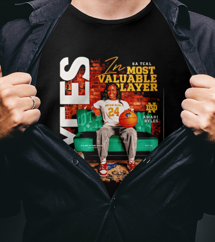Amari Byles 6A Tcal Most Valuable Player Notre Dame Basketball 24 T-Shirt