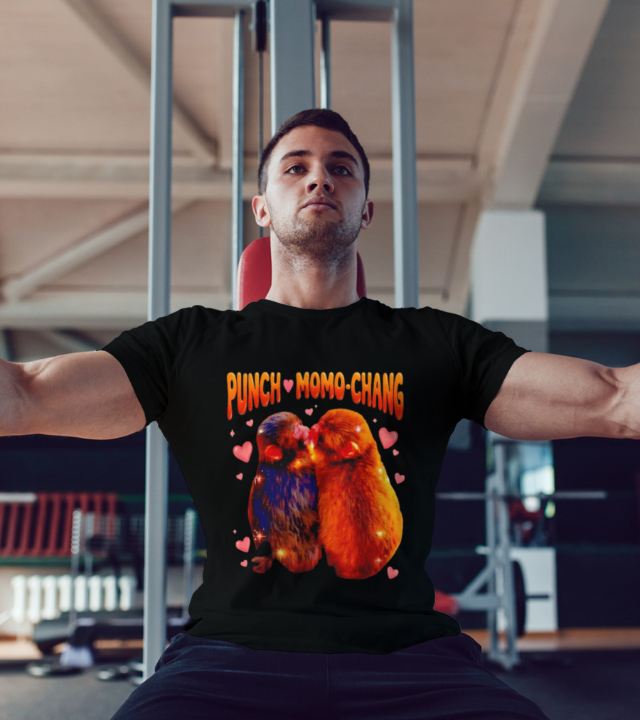Punch Momo Chang Kissing Monkeys With Hearts T-Shirt