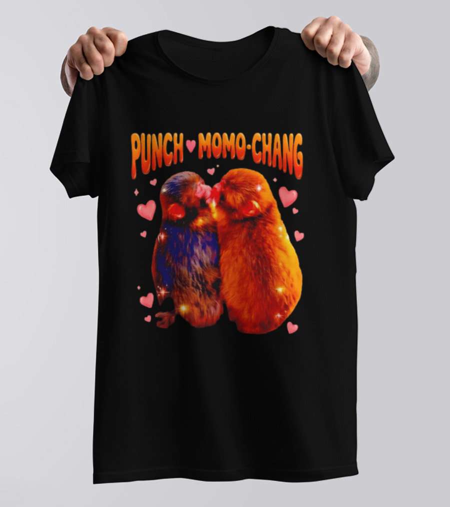 Punch Momo Chang Kissing Monkeys With Hearts T-Shirt