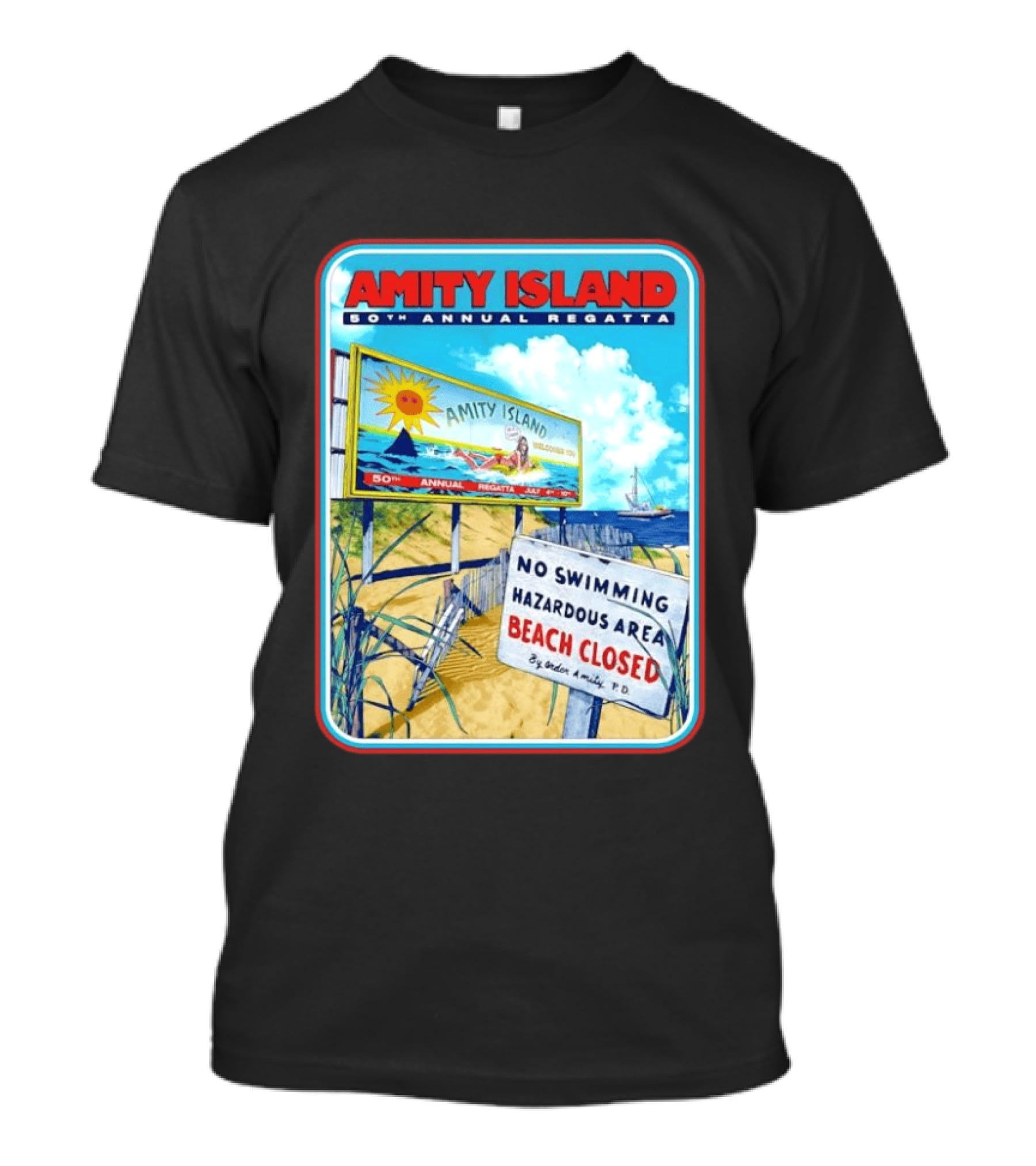 Amity Island 50th Annual Regatta No Swimming Beach Closed Jaws 1975 T-Shirt