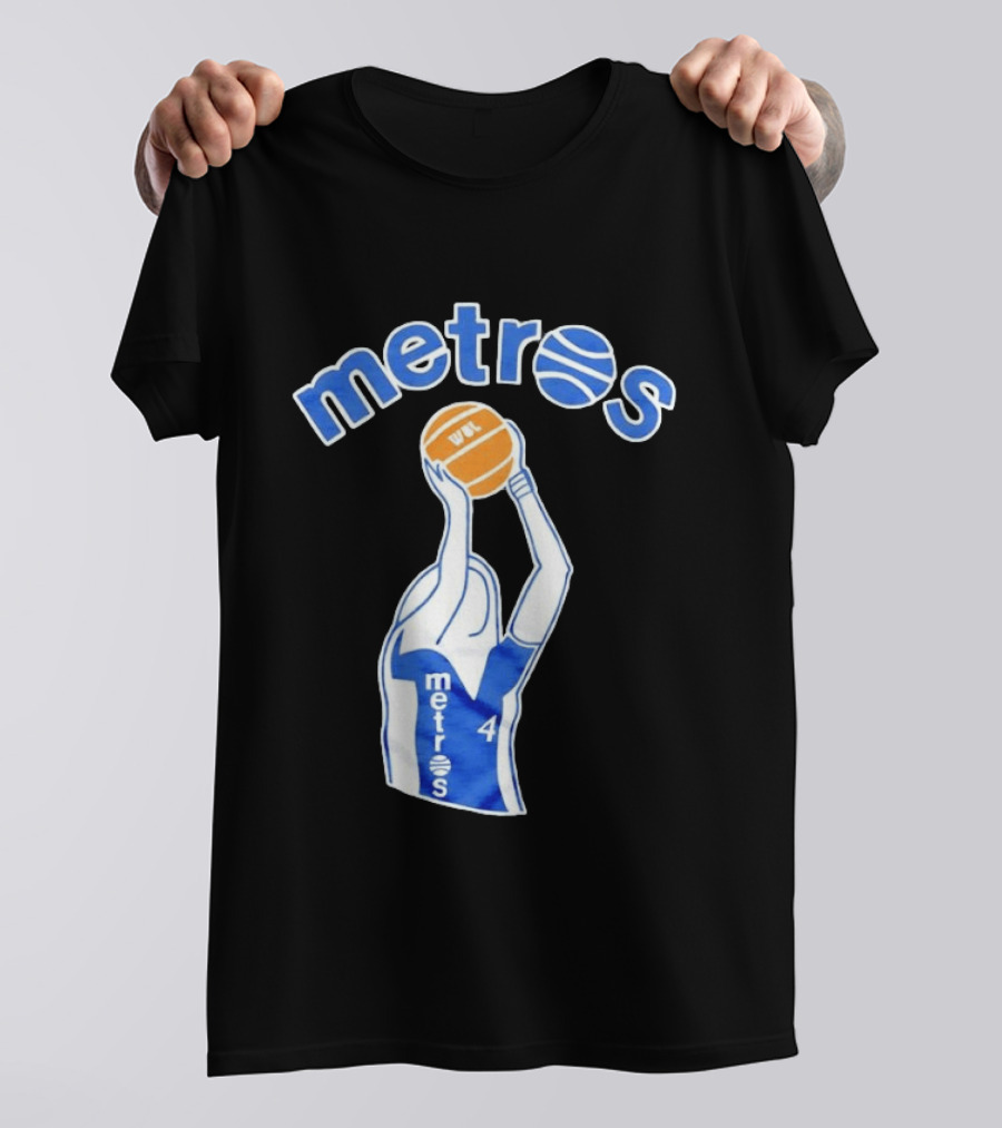 Washington Metros Basketball Player Number 4 Shooting With Blue White Jersey T-Shirt