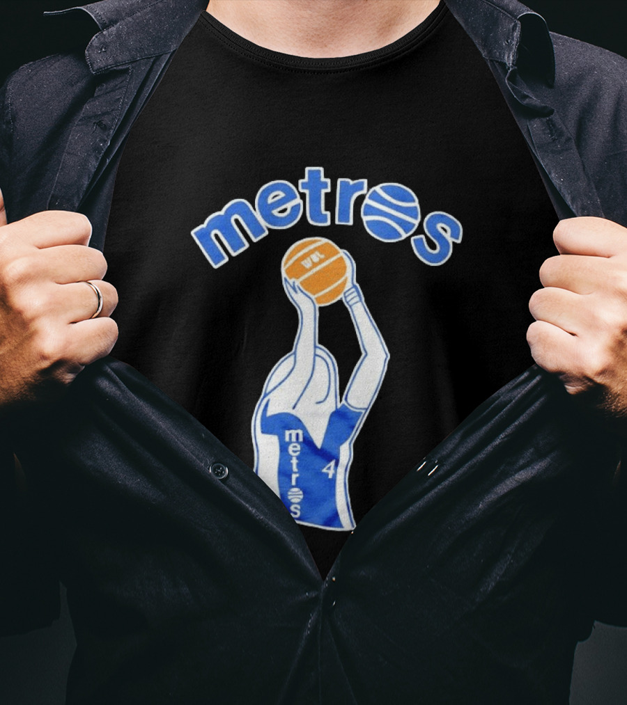 Washington Metros Basketball Player Number 4 Shooting With Blue White Jersey T-Shirt