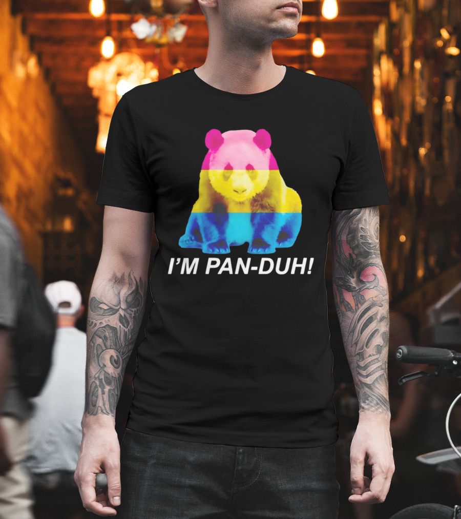 Panda I'm Pan Duh With Pan Flag Colors Panda T-Shirt