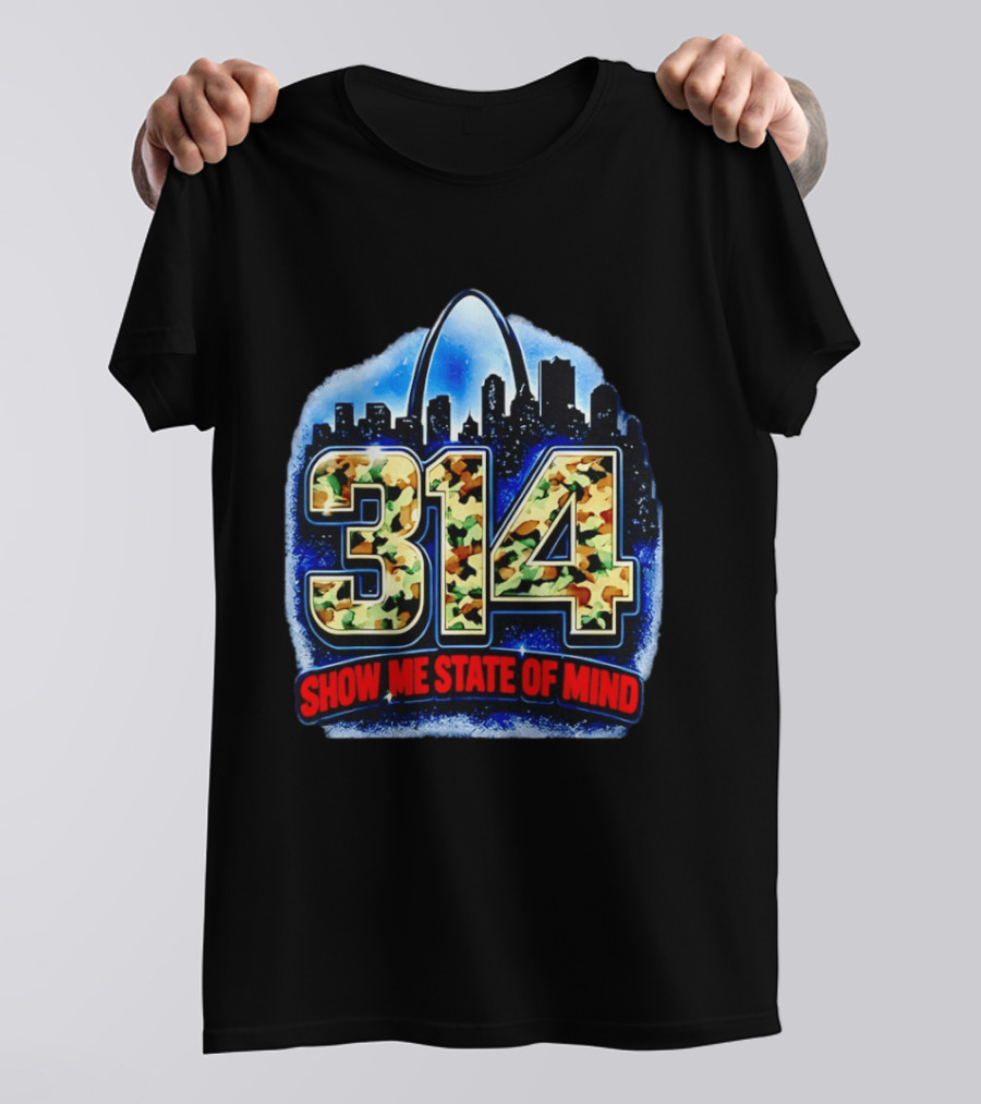 314 St Louis Camo Skyline Arch Show Me State Of Mind T-Shirt