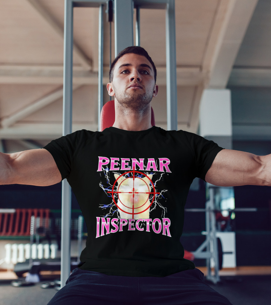 Peenar Inspector Cat Meme With Target Crosshair And Lightning Effects T-Shirt