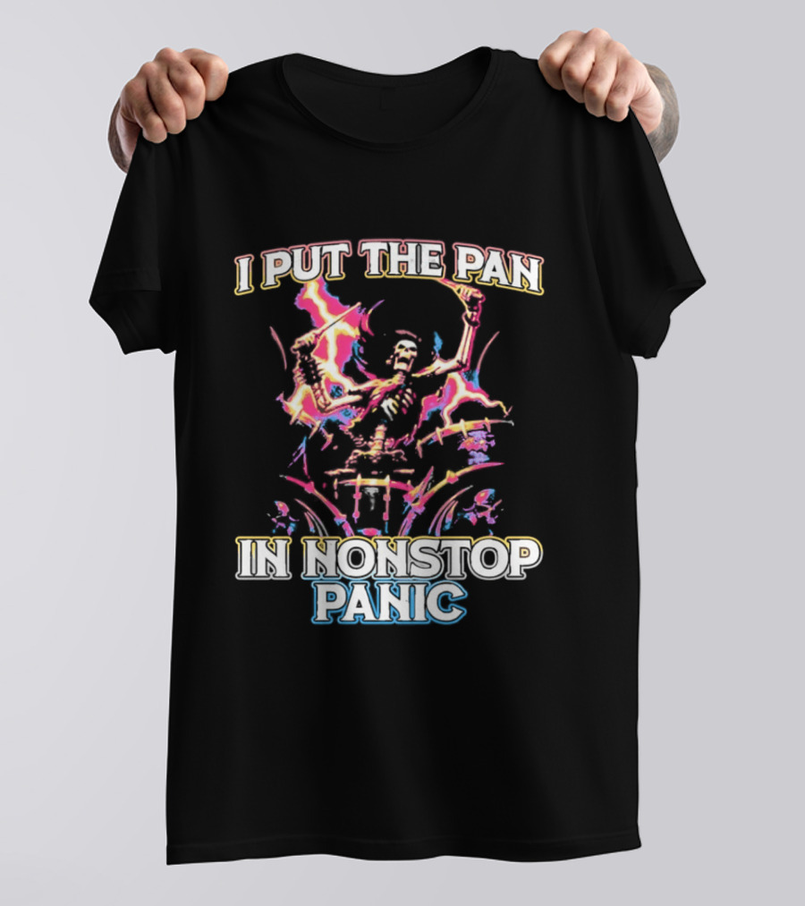 Skeleton I Put The Pan In Nonstop Panic Colorful Lightning T-Shirt