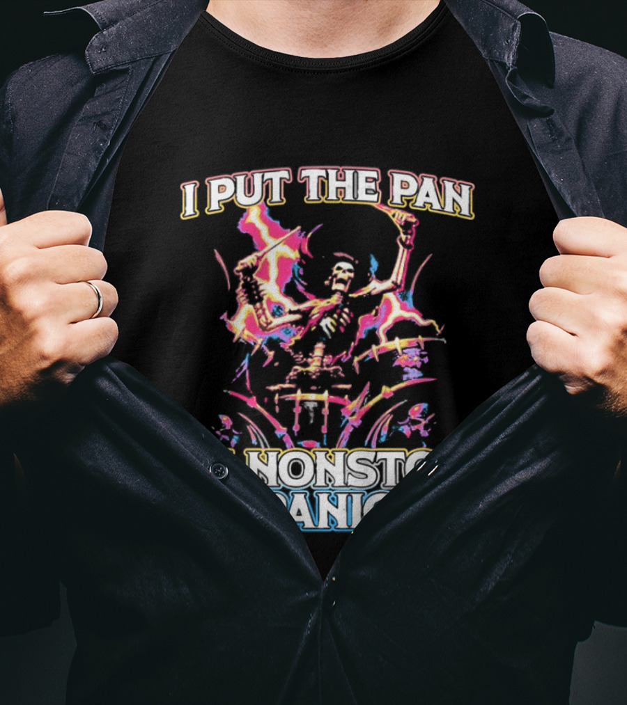 Skeleton I Put The Pan In Nonstop Panic Colorful Lightning T-Shirt
