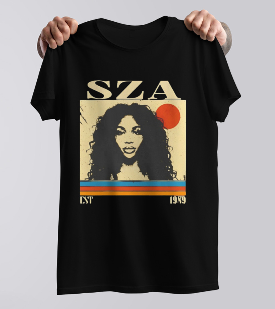 SZA EST 1989 Vintage Style Portrait With Retro Sun And Stripes T-Shirt